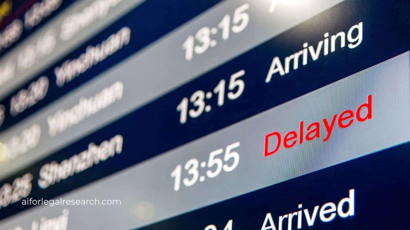 Airport departure board showing a delayed flight