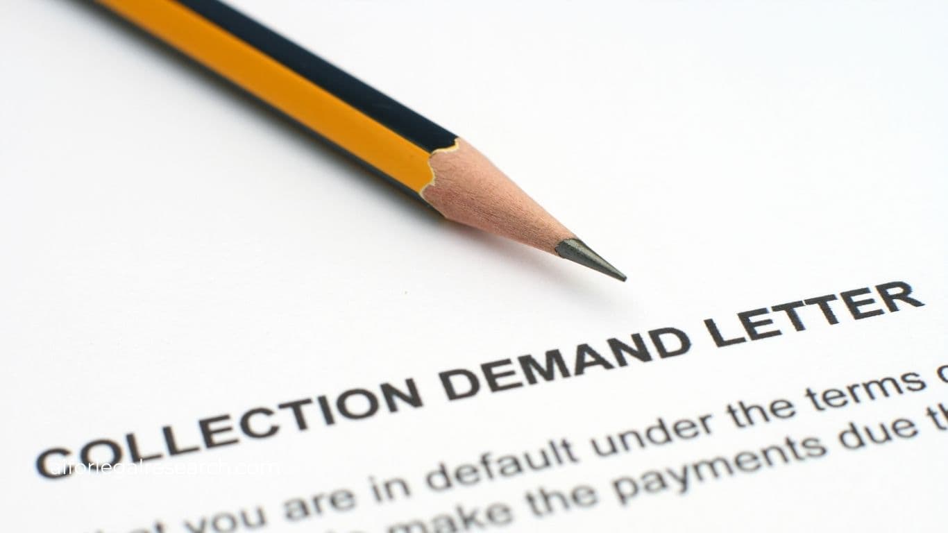 A collection demand letter on a desk with a pencil
